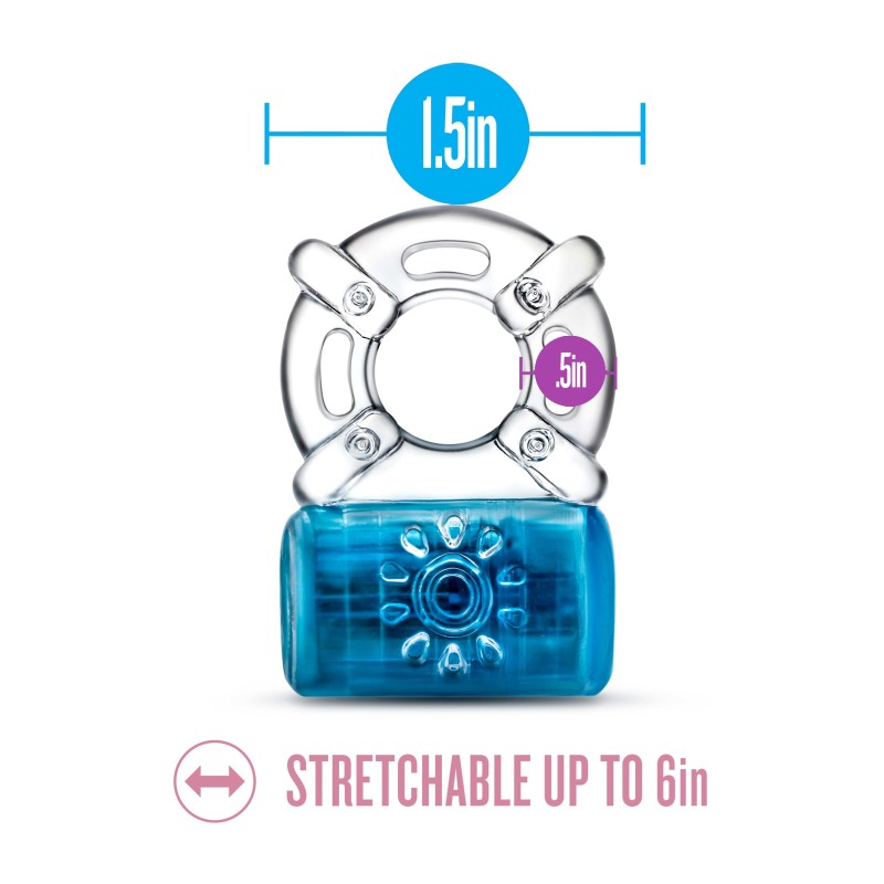 Play With Me Pleaser Rechargeable C-Ring - Blue - Blue Rechargeable Cock Ring-BL-31912