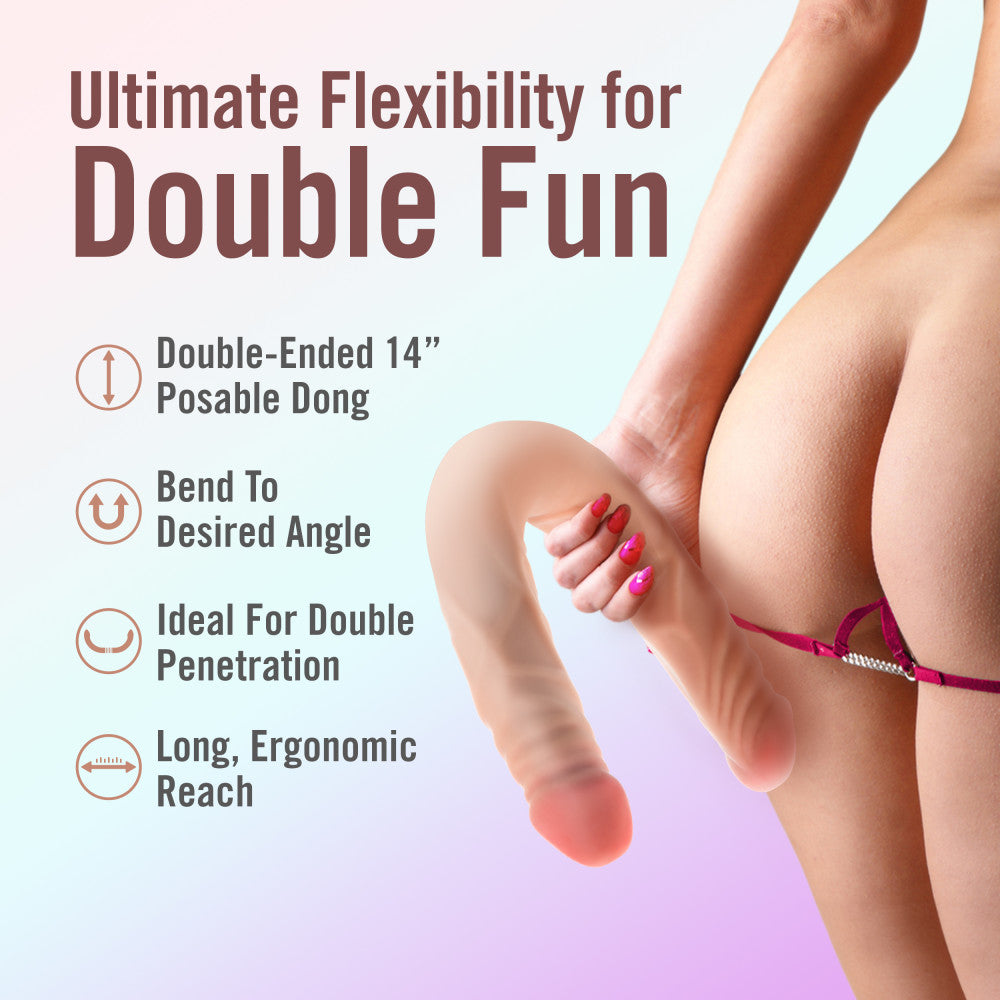 Dr. Skin Plus 14 Posable Double Dong - Flesh 35.5 cm Double Dong-BL-39753