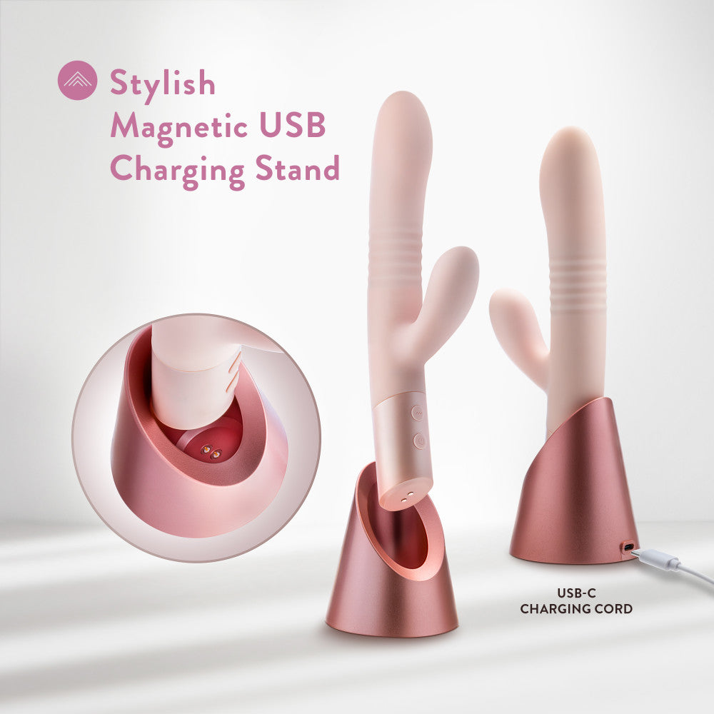 Blush - Fraya - Pink - Pink 24.1 cm USB Rechargeable Thrusting Rabbit Vibrator-BL-42601