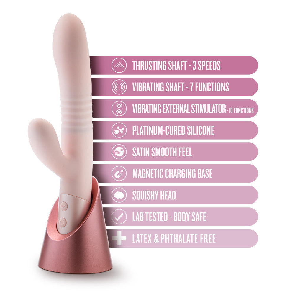 Blush - Fraya - Pink - Pink 24.1 cm USB Rechargeable Thrusting Rabbit Vibrator-BL-42601