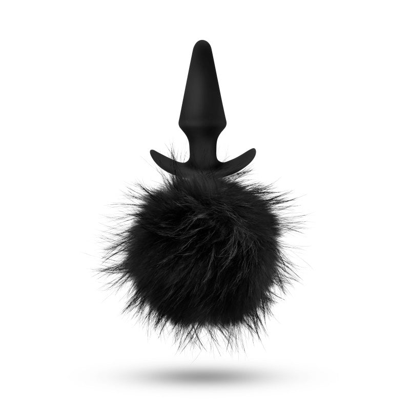 Anal Adventures Platinum Rabbit Tail Plug - Black 10 cm Butt Plug with Bunny Tail-BL-59225