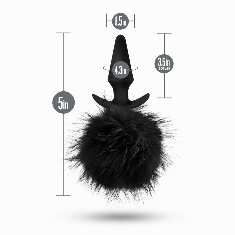 Anal Adventures Platinum Rabbit Tail Plug - Black 10 cm Butt Plug with Bunny Tail-BL-59225