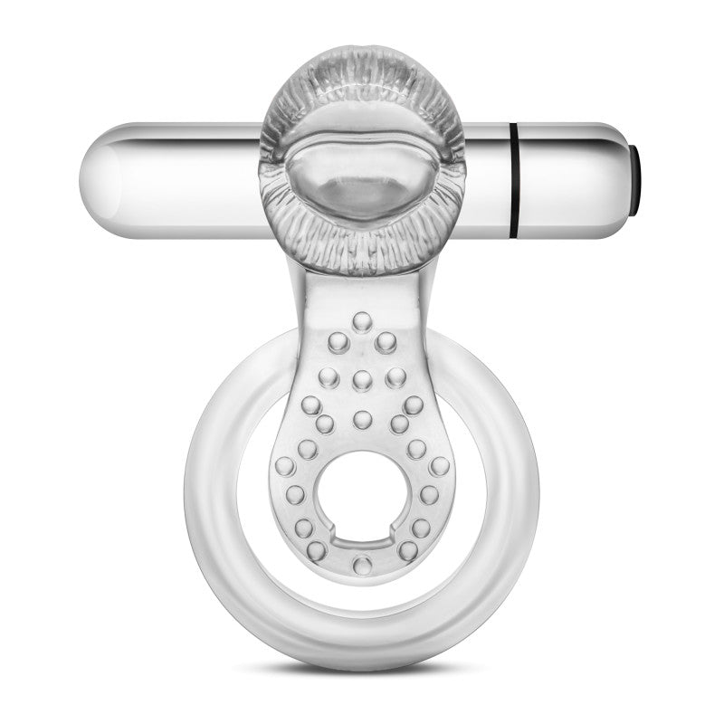 Stay Hard 10-Function Vibrating Tongue Ring - Clear Vibrating Cock & Ball Ring-BL-66912