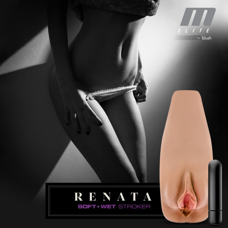 M Elite Soft and Wet - Renata - Tan Vibrating Vagina Stroker-BL-72717