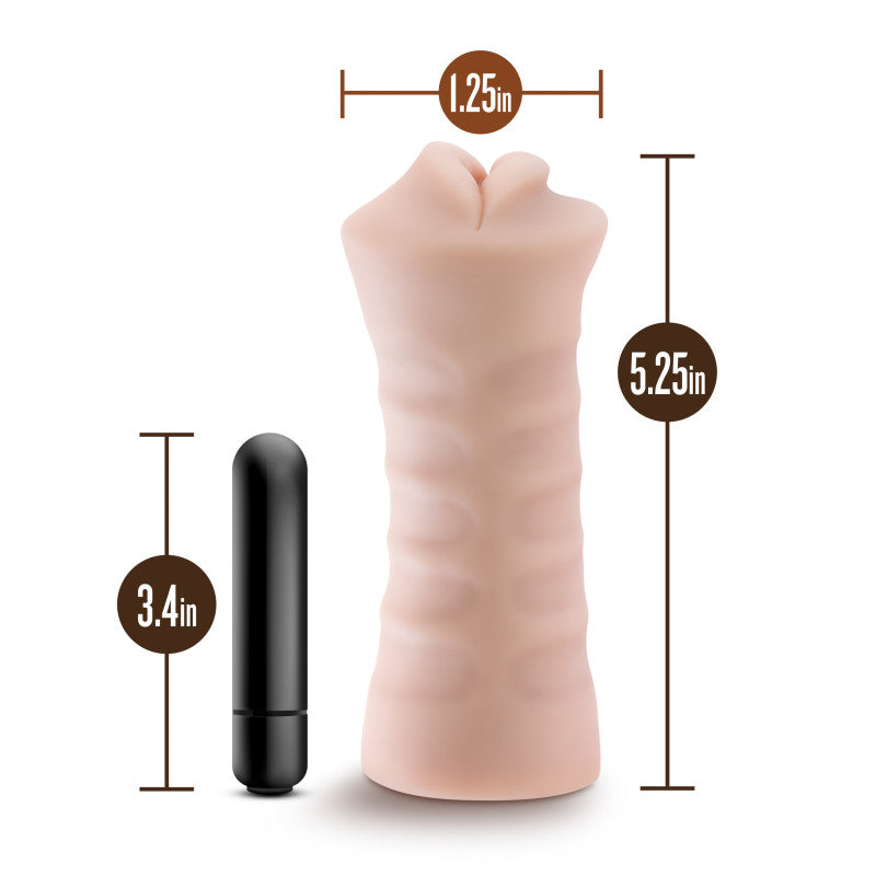 M for Men - Skye - Flesh Vibrating Mouth Stroker-BL-73523