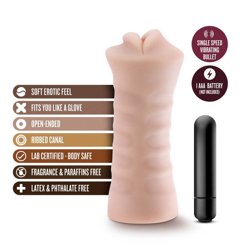 M for Men - Skye - Flesh Vibrating Mouth Stroker-BL-73523