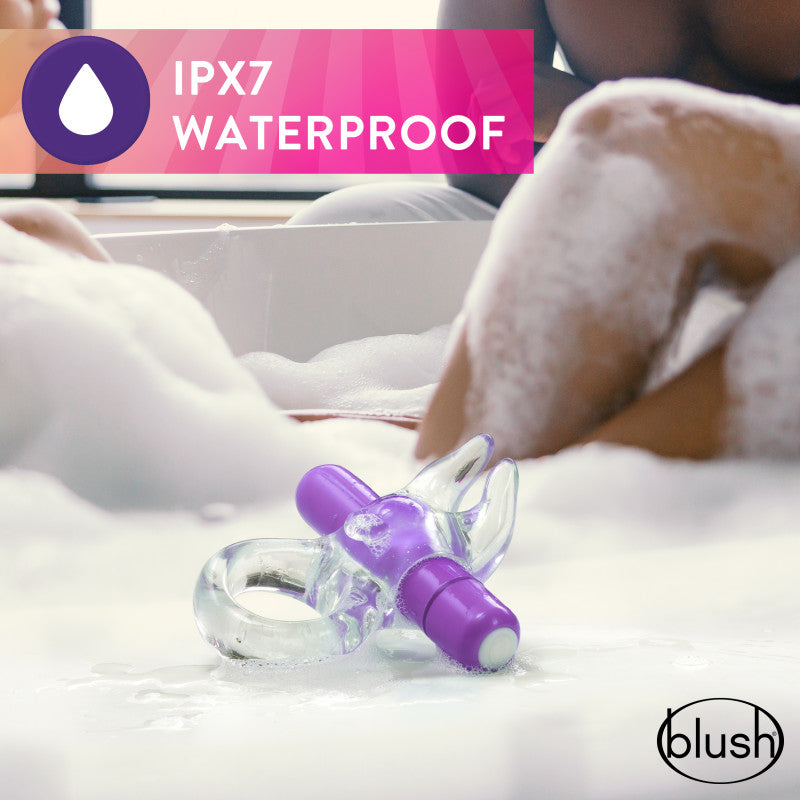 Play With Me Bull Vibrating C-Ring - Clear/Purple Vibrating Cock Ring-BL-74201