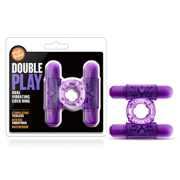 Play With Me - Double Play - Purple Dual Vibrating Cock Ring-BL-77101