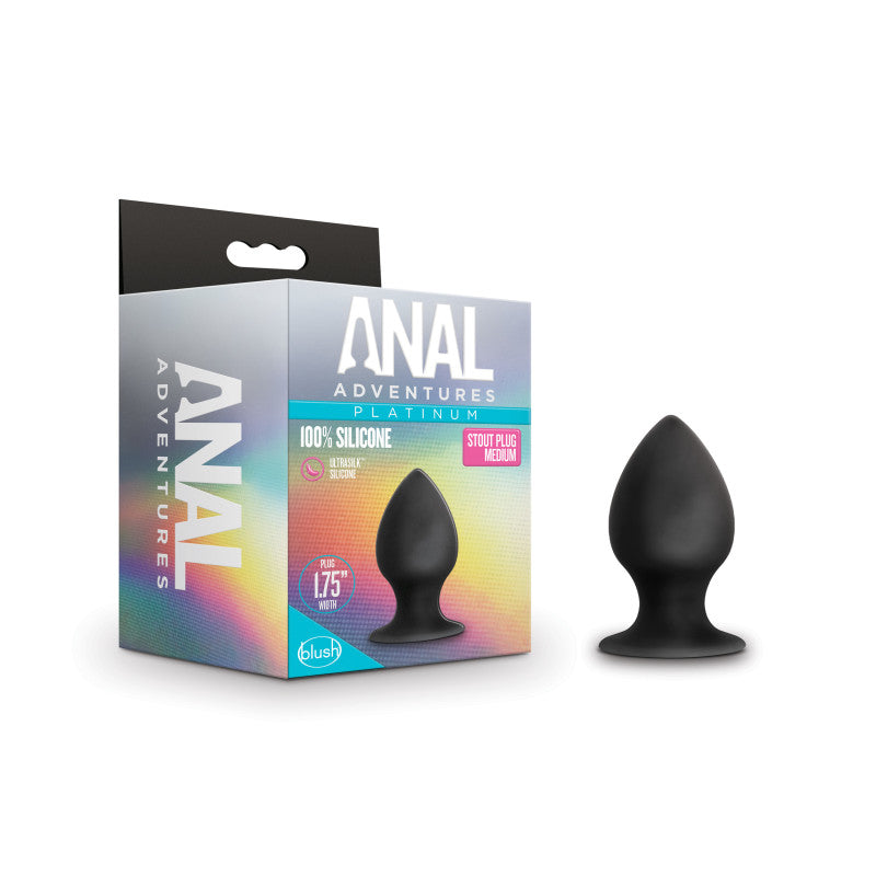 Anal Adventures Platinum Anal Stout Plug - Medium - Black 7.6 cm Medium Butt Plug-BL-81105