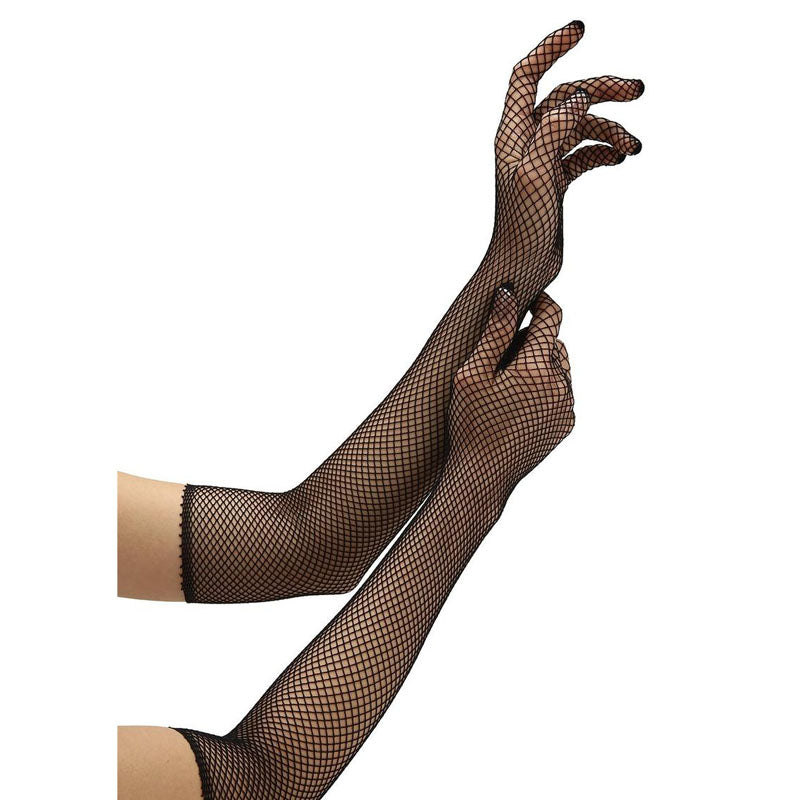 Baci White Label Fishnet Opera Glove - Black Gloves-BLW6501