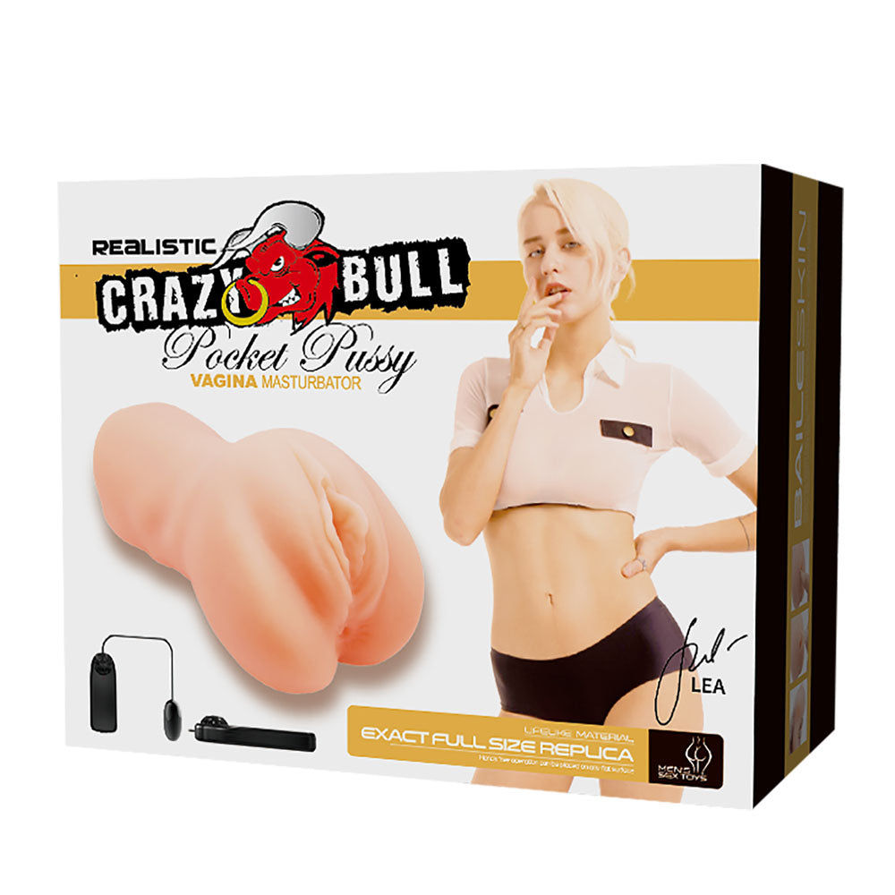 CRAZY BULL LEA Vibrating Vagina Stroker - Flesh Vibrating Vagina Stroker - BM-009228Z