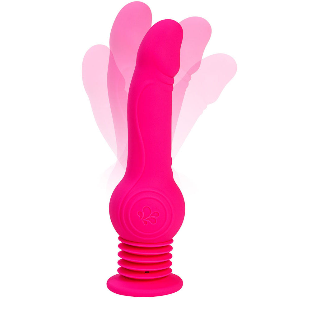 Maia TEGAN - Pink 23.6 cm USB Rechargeable Jumping Vibrating Dong with Remote-BO-23-010