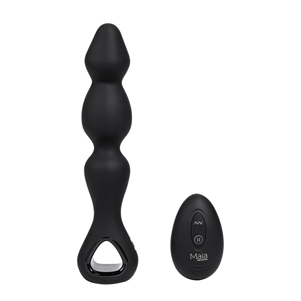 Maia HUDSON - Black 19 cm USB Rechargeable Anal Vibrator with Wireless Remote-BO-24-005