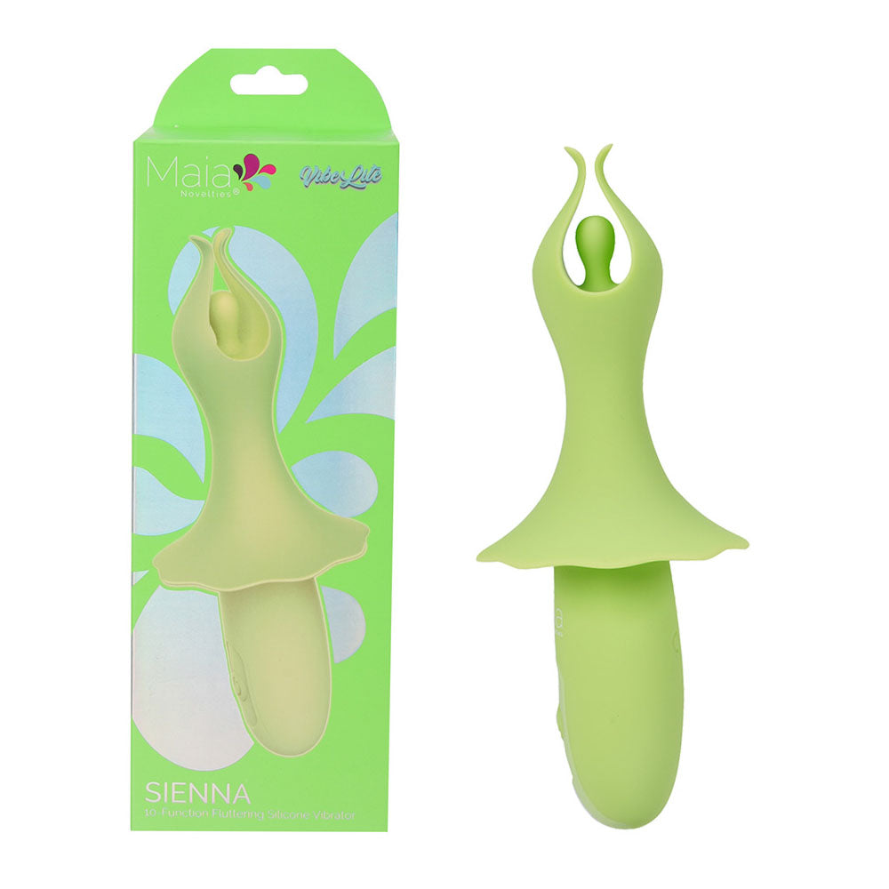 Maia SIENNA - Green - Green 15.2 cm USB Rechargeable Fluttering Bullet-BO-25-01-GREEN