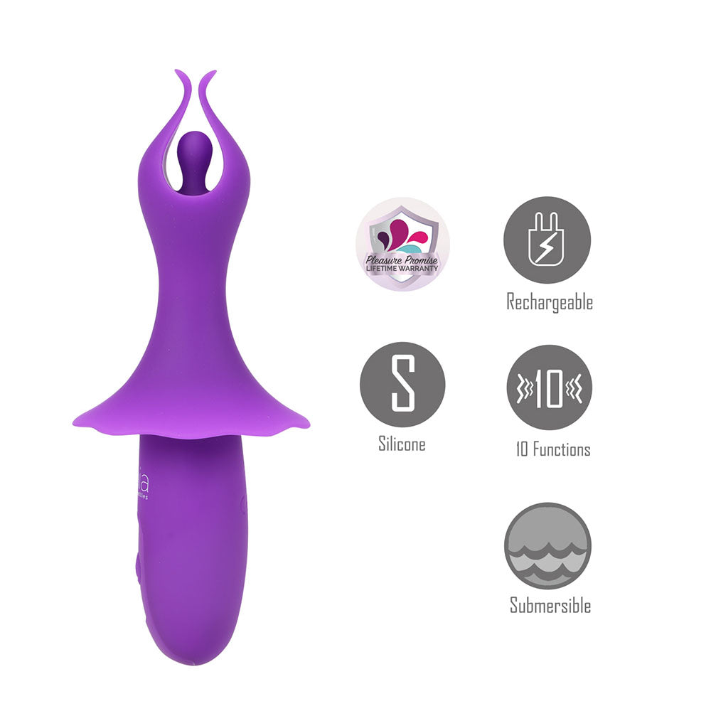 Maia SIENNA - Purple - Purple 15.2 cm USB Rechargeable Fluttering Bullet-BO-25-01-PURPLE