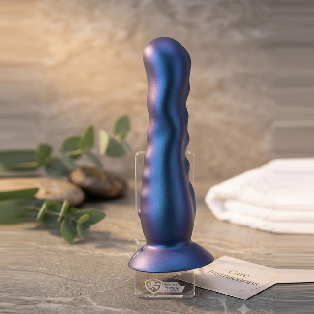 Maia AURORA - Metallic Blue 21.6 cm USB Rechargeable Vibrating Dildo - BO-26-11