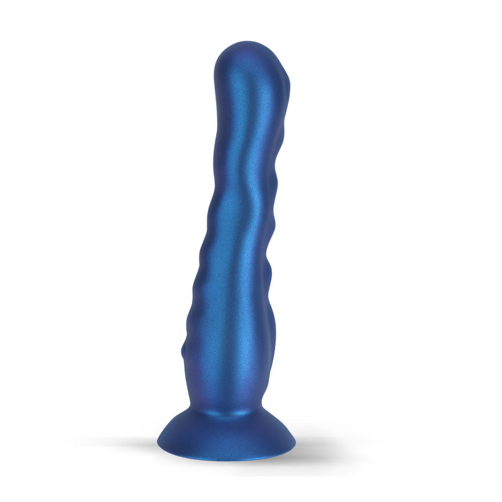 Maia AURORA - Metallic Blue 21.6 cm USB Rechargeable Vibrating Dildo - BO-26-11