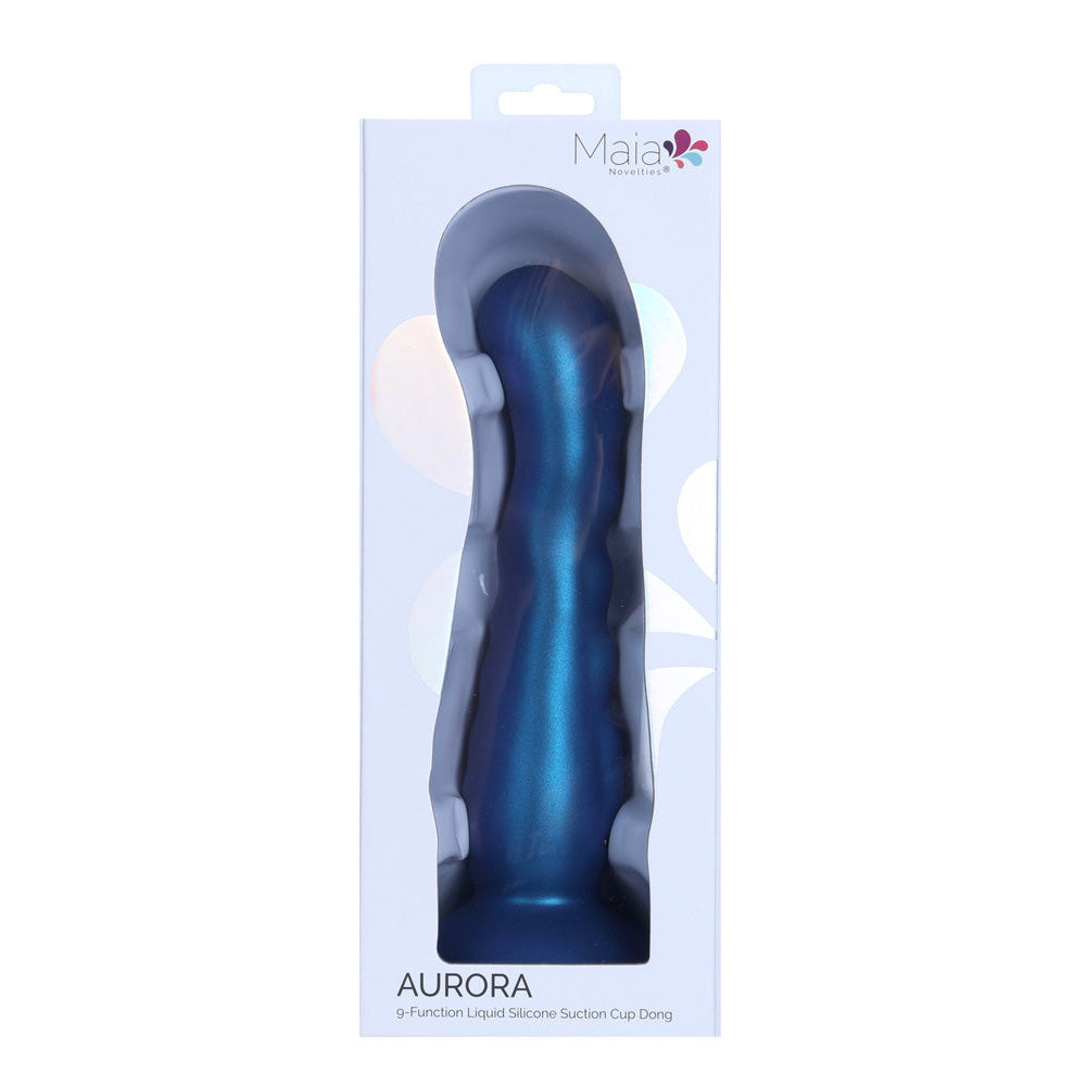 Maia AURORA - Metallic Blue 21.6 cm USB Rechargeable Vibrating Dildo - BO-26-11