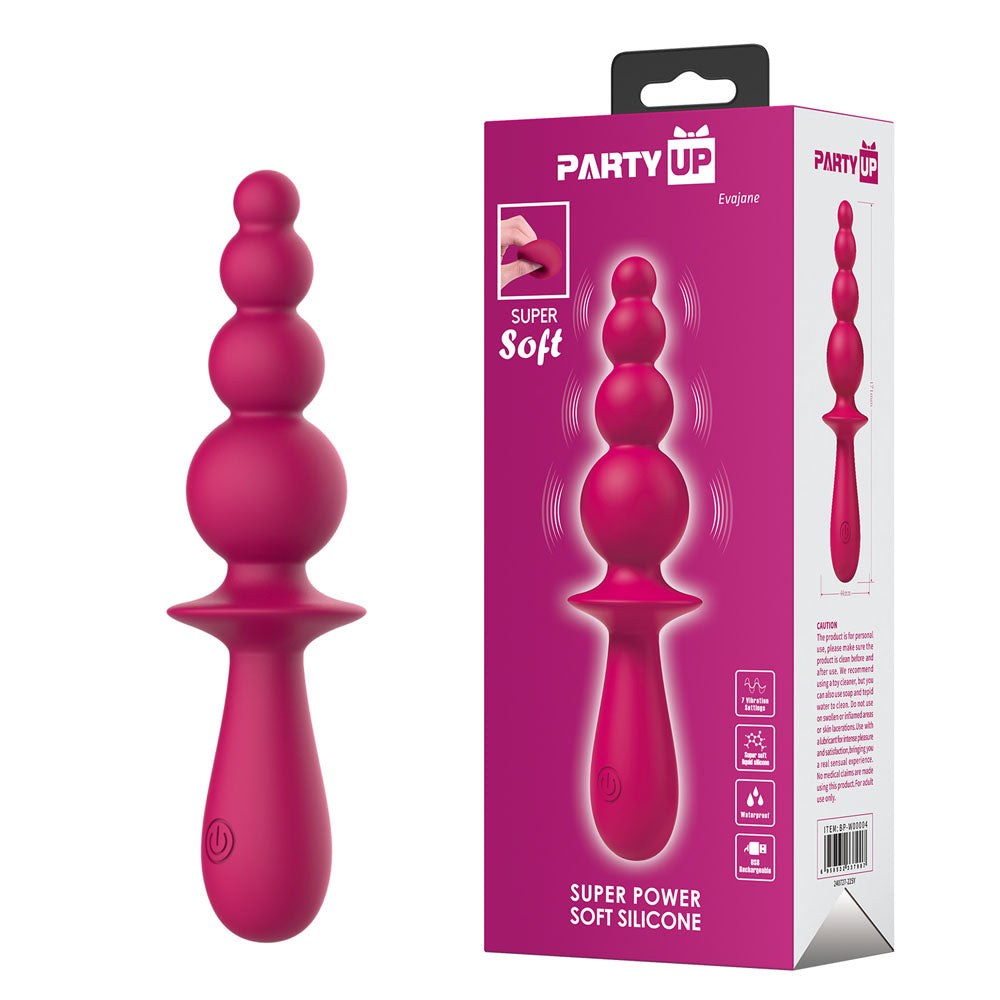 Party Up EVAJANE - Pink - Pink 17.1 cm USB Rechargeable Beaded Vibrator-BP-W00004