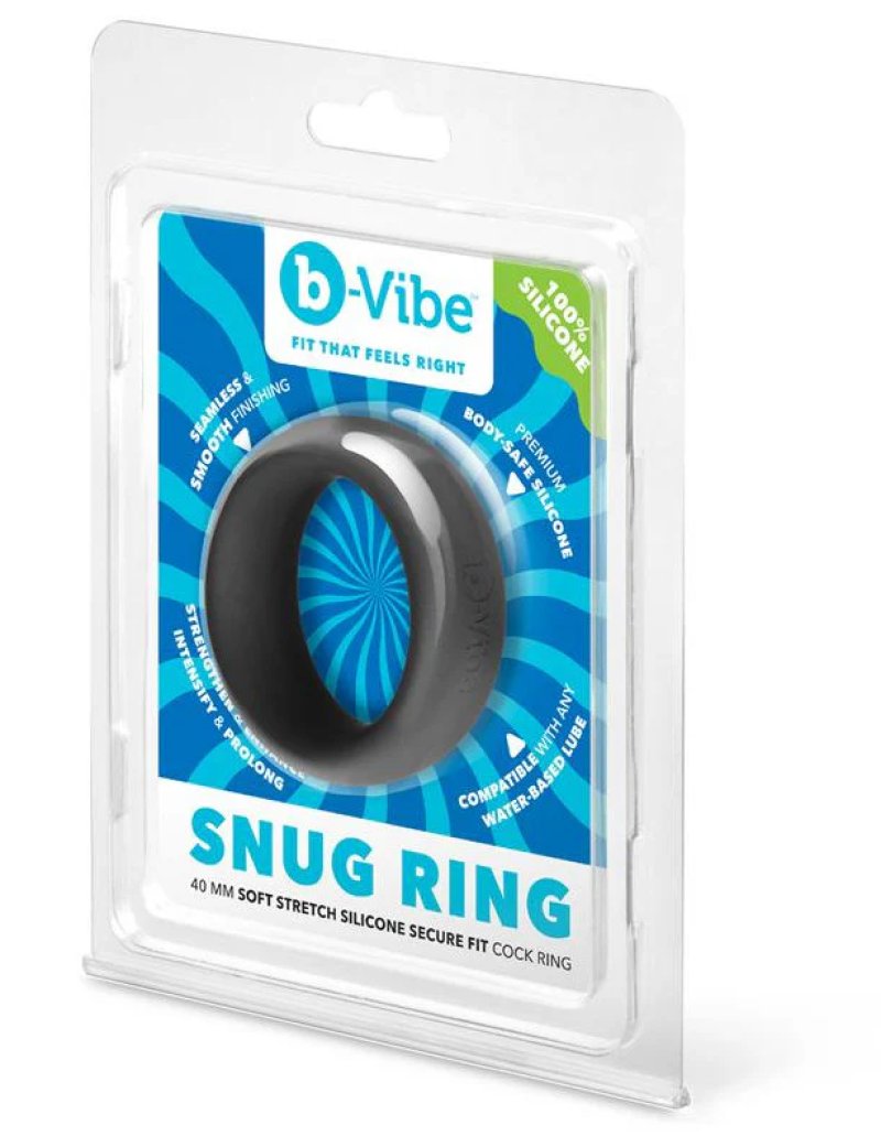 b-Vibe Snug Ring 40mm Snug Fit Silicone Cock Ring - Black-BV-125 BLK