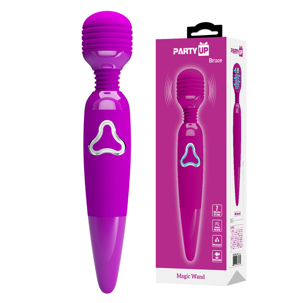 Party Up BRUCE Wand - Pink - Pink 25 cm USB Rechargeable Massage Wand-BW-055010-PU