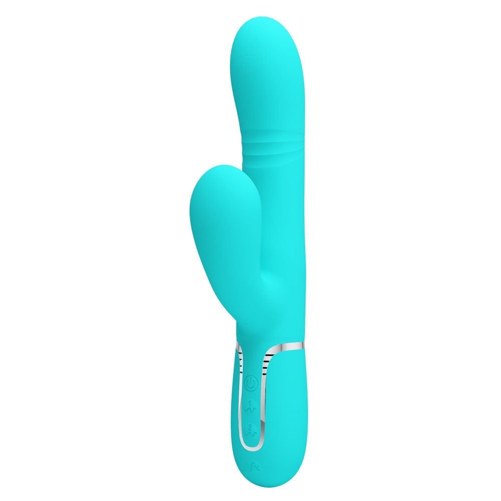 Party Up PAUL Rolling Beads Vibrator - Teal - Teal 22.6 cm USB Rechargeable Thrusting Rabbit Vibrator-BW-500034-1-PU