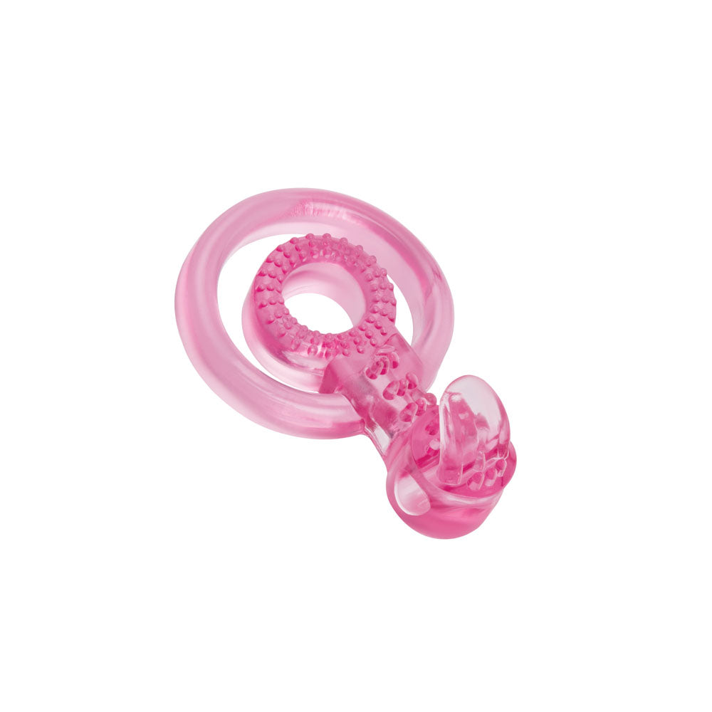 Bodywand Rechargeable Duo Ring with Clit Tickler - Pink USB Rechargeable Vibrating Cock Ring-BW1508