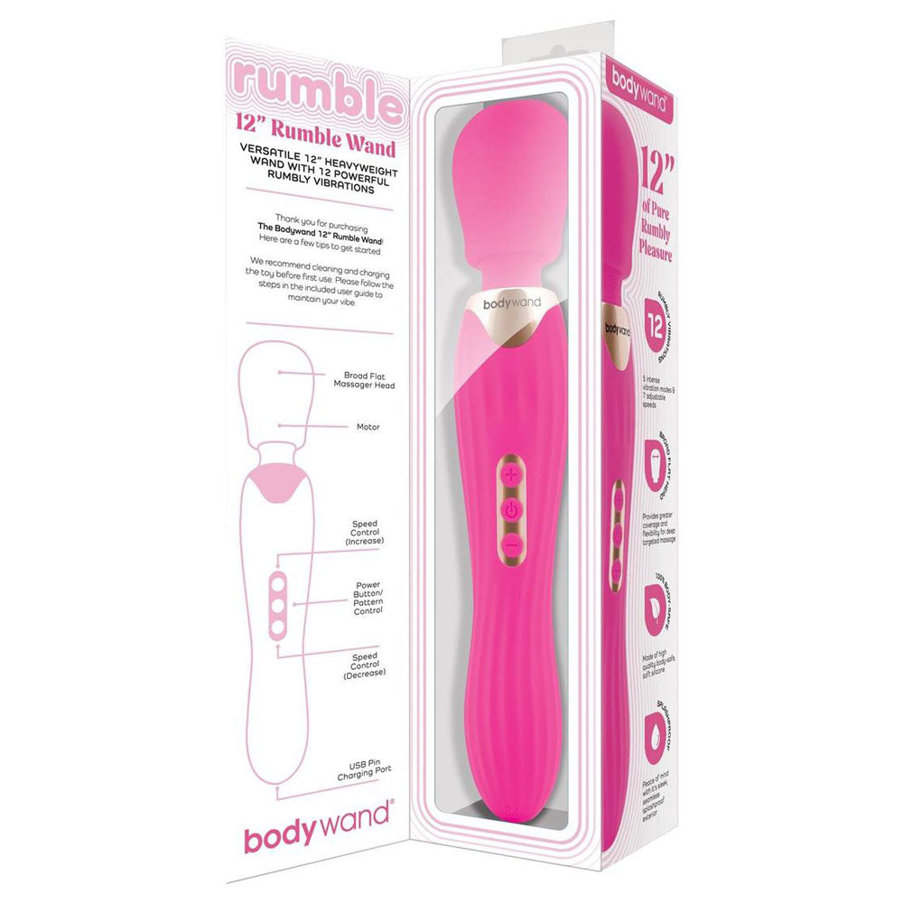 Bodywand RUMBLE WAND 12 Inch - Hot Pink - Hot Pink 30 cm USB Rechargeable Massage Wand-BW231