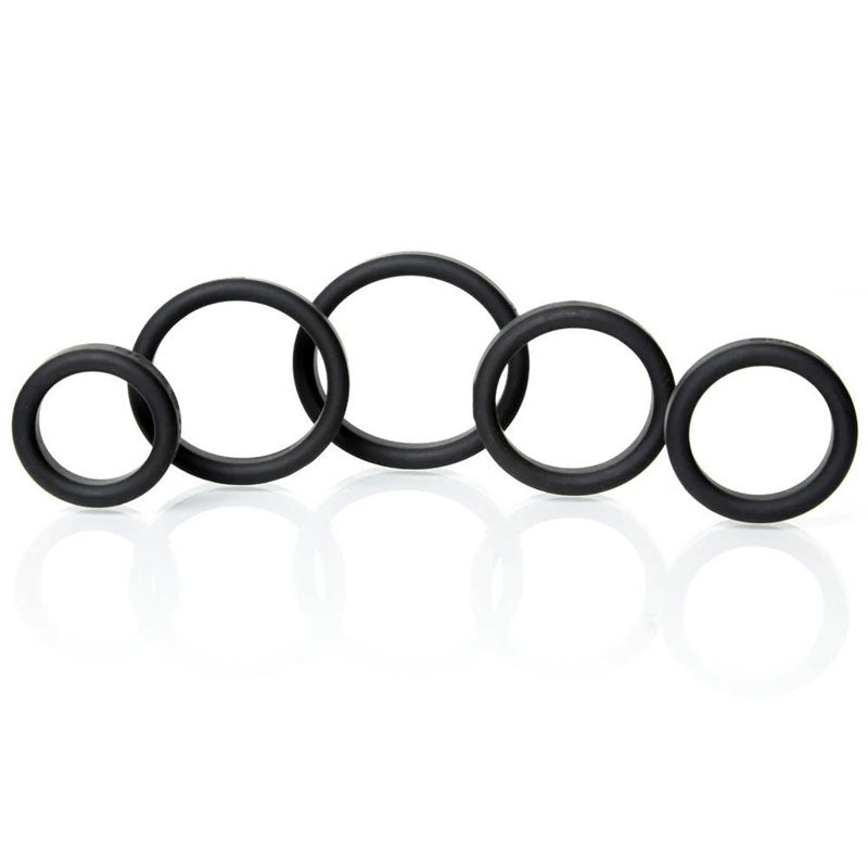 Boneyard Silicone Ring 5 Pcs Kit - Black Cock Rings - Set of 5 Sizes-BY0100