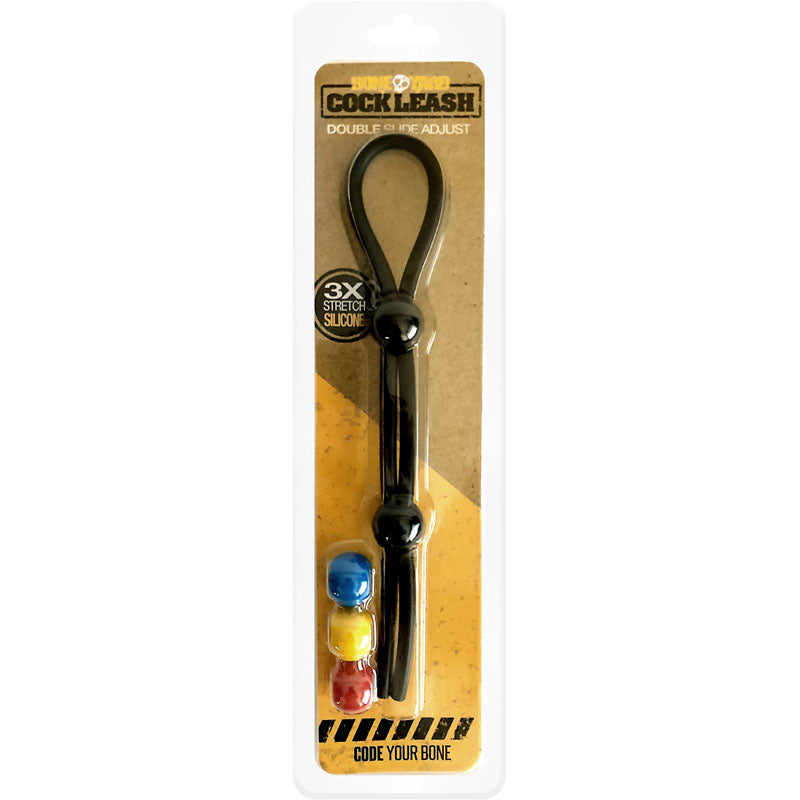 Boneyard Cock Leash Double - Black Adjustable Cock Lasso Ring-BY0466