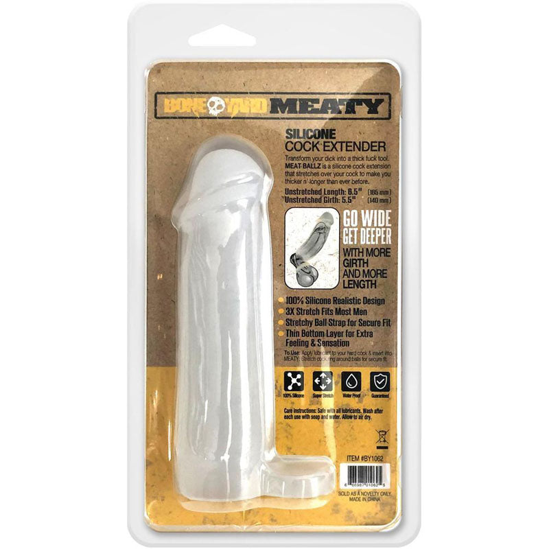 Boneyard Meaty Cock Extender - Clear - Clear Penis Extender Sleeve-BY1062