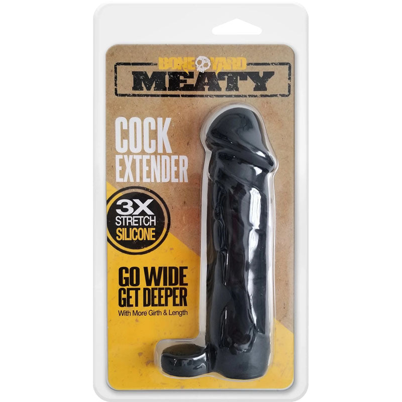 Boneyard Meaty Cock Extender Black - Black Penis Extender Sleeve-BY1063