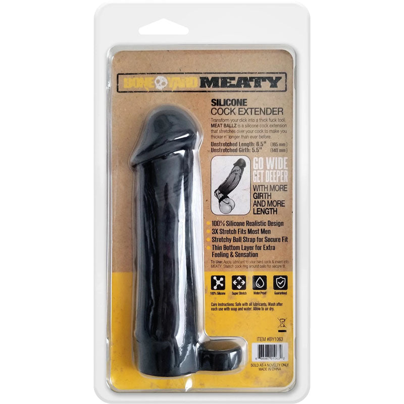 Boneyard Meaty Cock Extender Black - Black Penis Extender Sleeve-BY1063