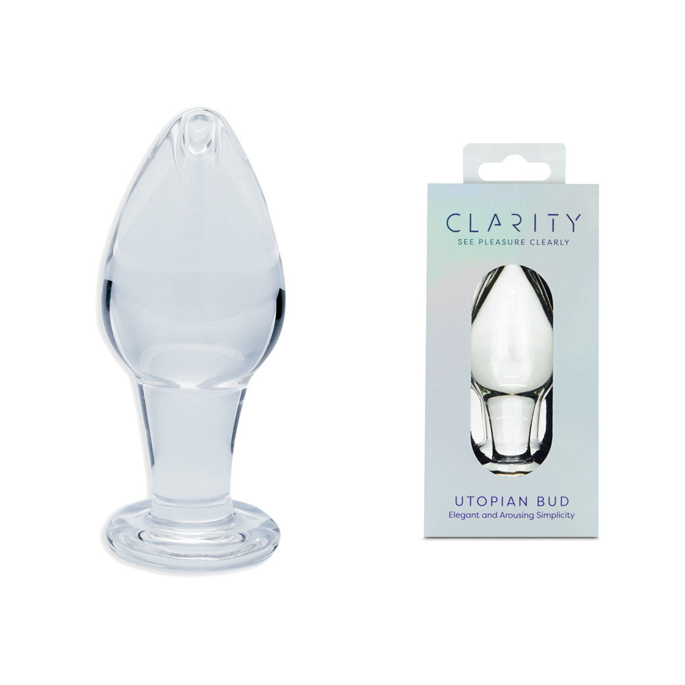 Clarity - Utopian Bud - Clear 8.9 cm Glass Butt Plug-CLA-12