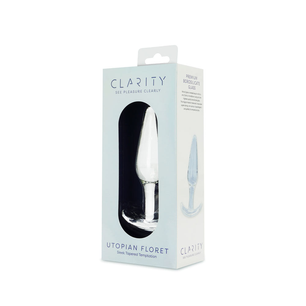 Clarity - Utopian Floret - Clear 11 cm Glass Butt Plug-CLA-25