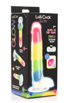 Lollicock 7" Glow- in- the- Dark Rainbow Silicone Dildo w/ Balls Rainbow