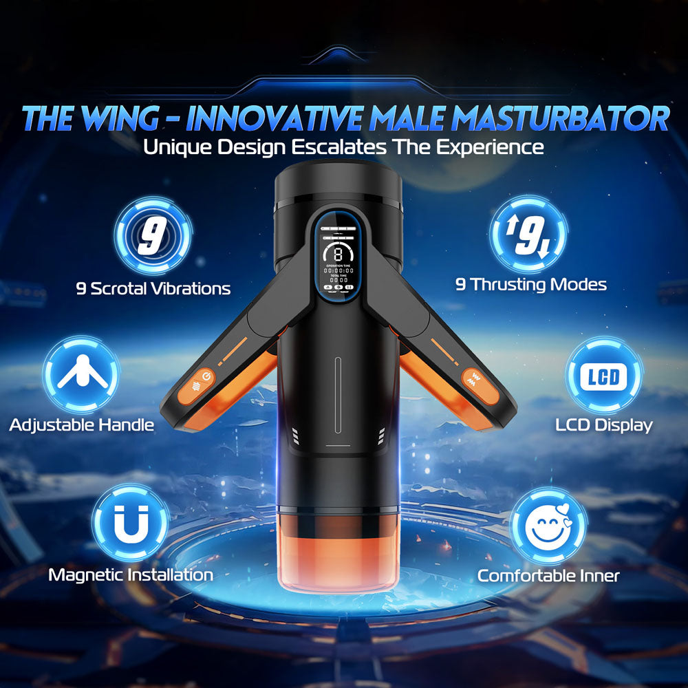 CyberSkin The Wing - Black USB Rechargeable Thrusting & Massaging Auto Masturbator with Heater-CS-TW-BLK