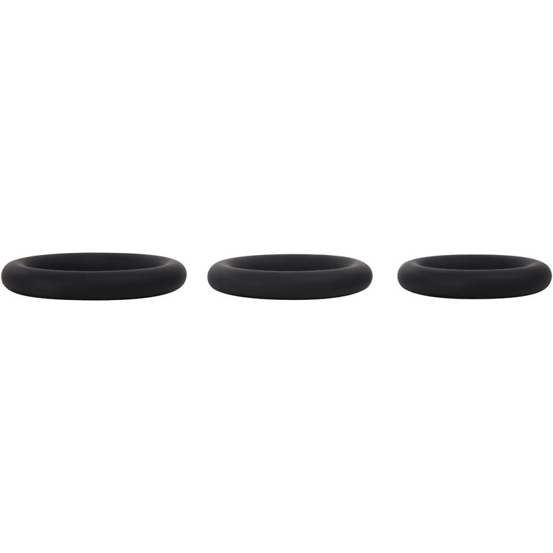 Adam & Eve Silicone Penis Ring Set - Black Cock Rings - Set of 3 Sizes