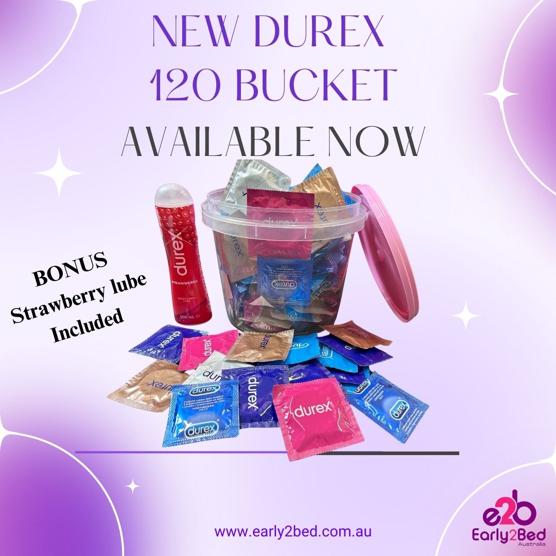 Durex Variety 120 Condom Bucket + 100ml Strawberry Lube