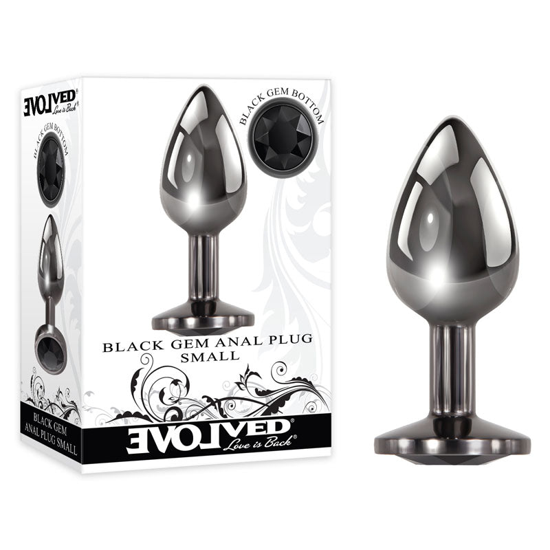 Evolved Black Gem Anal Plug - Small - Metallic 7.1 cm Small Butt Plug with Black Gem Base-EN-BP-8584-2