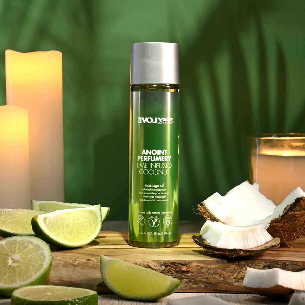 Evolved ANOINT PERFUMERY - Lime Infused Coconut - Lime Infused Coconut Massage Oil - 120 ml Bottle-EN-LQ-4448-2