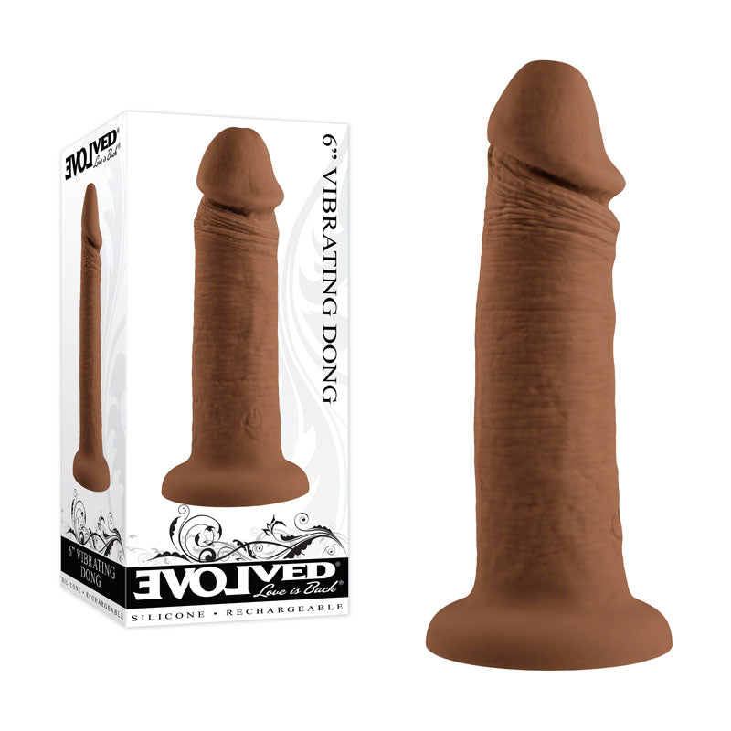 Evolved 6 VIBRATING DONG DARK - Brown 15.2 cm USB Rechargeable Vibrating Dong-EN-RD-2765-2