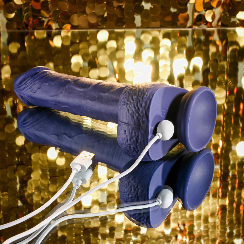 Evolved PLEASURE RIDER - Blue 22.2 cm USB Rechargeable Vibrating & Thrusting Dong with Remote-EN-RD-4844-2