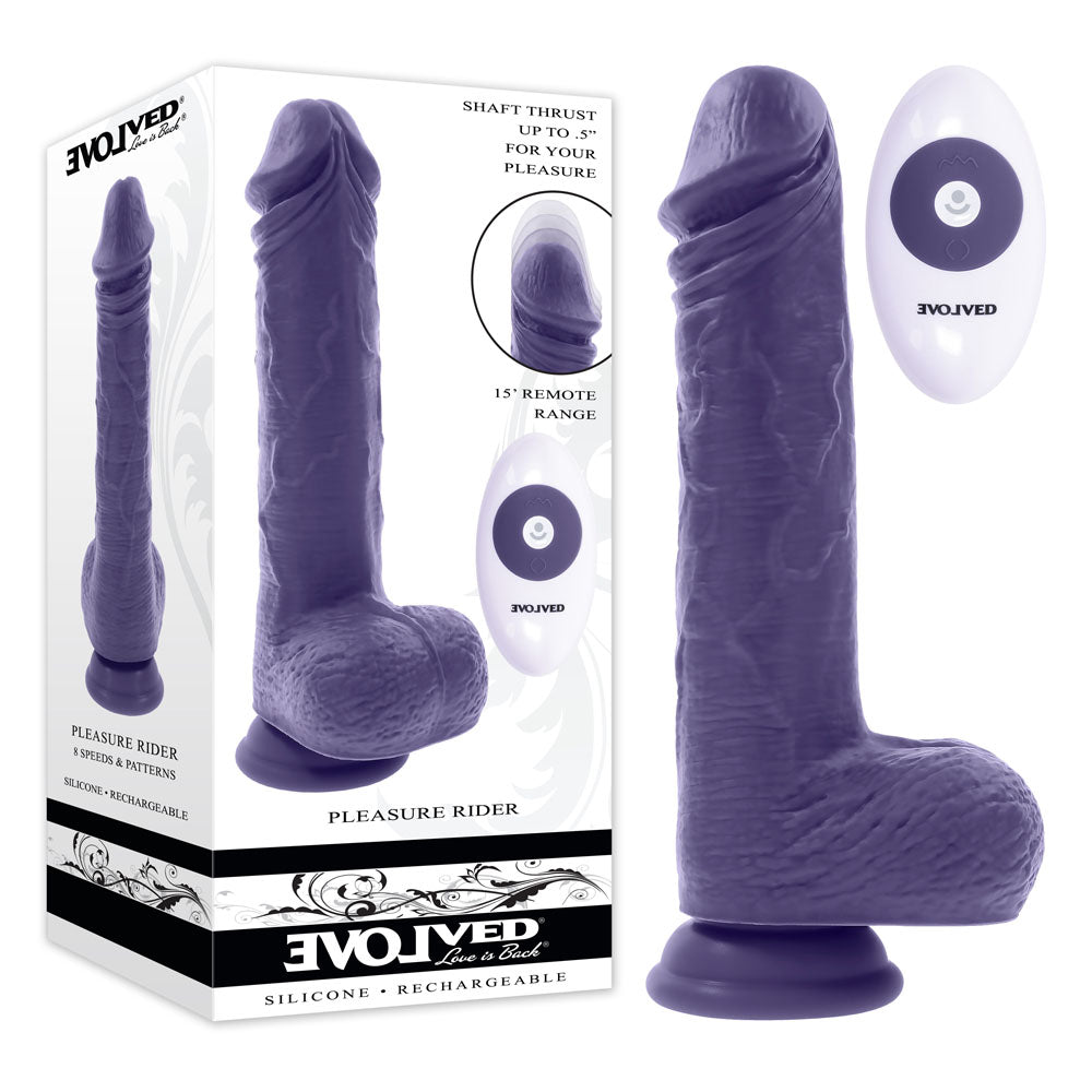 Evolved PLEASURE RIDER - Blue 22.2 cm USB Rechargeable Vibrating & Thrusting Dong with Remote-EN-RD-4844-2