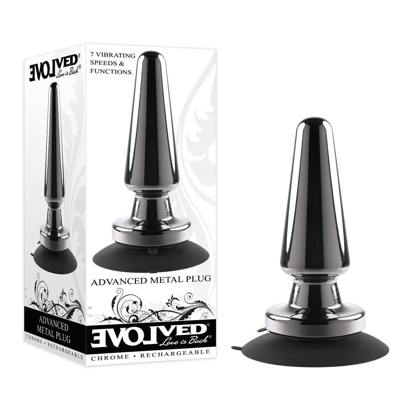 Evolved ADVANCED METAL PLUG - Black Chrome 13.8 cm USB Rechargeable Vibrating Butt Plug-EN-RS-1089-2