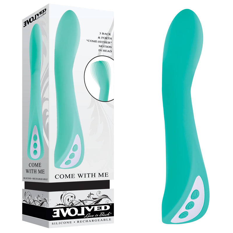 Evolved COME WITH ME - Teal 20.3 cm USB Rechargeable Vibrator with Flicking Head-EN-RS-1782-2