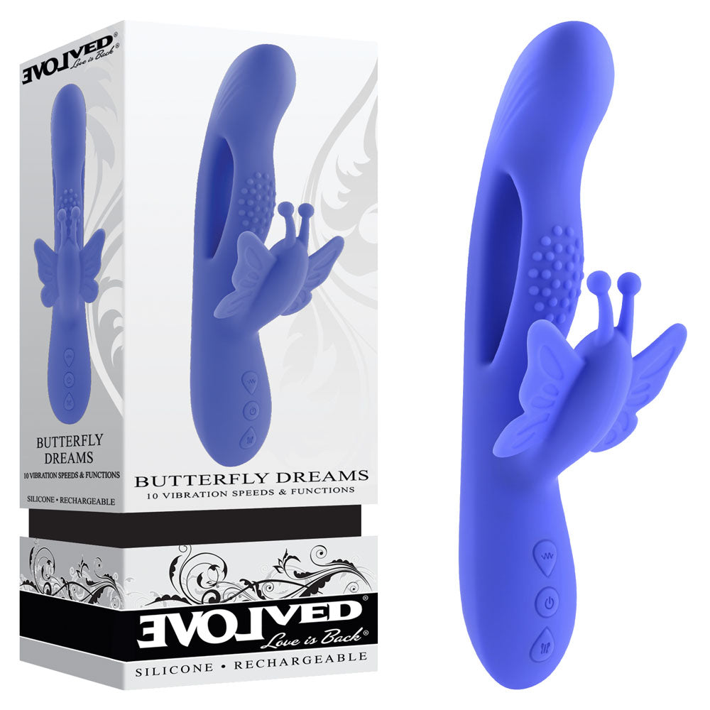 Evolved BUTTERFLY DREAMS - Purple 23.8 cm USB Rechargeable Butterfly Vibrator-EN-RS-2512-2