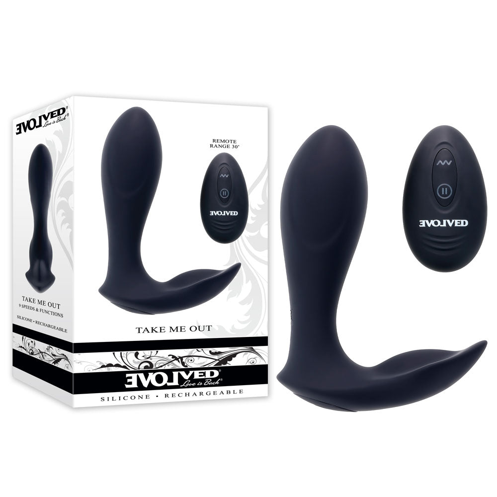 Evolved TAKE ME OUT - Black USB Rechargeable Wearable Vibrator with Remote Control-EN-RS-4080-2