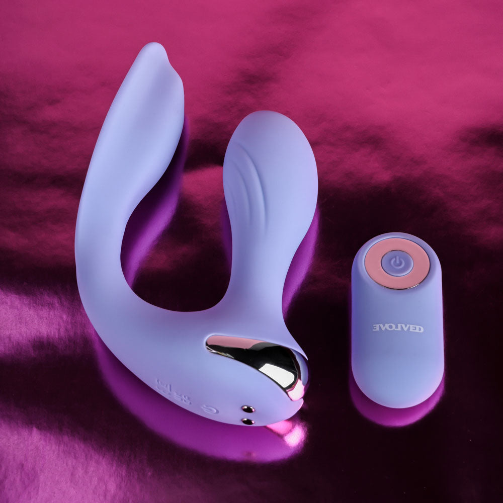 Evolved EVERY WAY PLAY - Purple 12.8 cm USB Rechargeable Rabbit Vibrator with Wireless Remote Control-EN-RS-4561-2