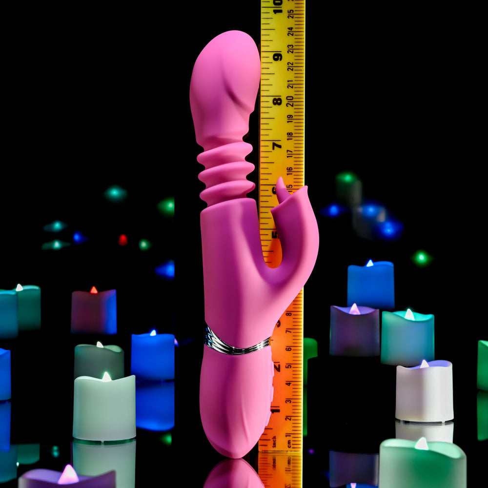 Evolved PINK DRAGON - Pink 24.2 cm USB Rechargeable Thrusting Rabbit Vibrator-EN-RS-4806-2